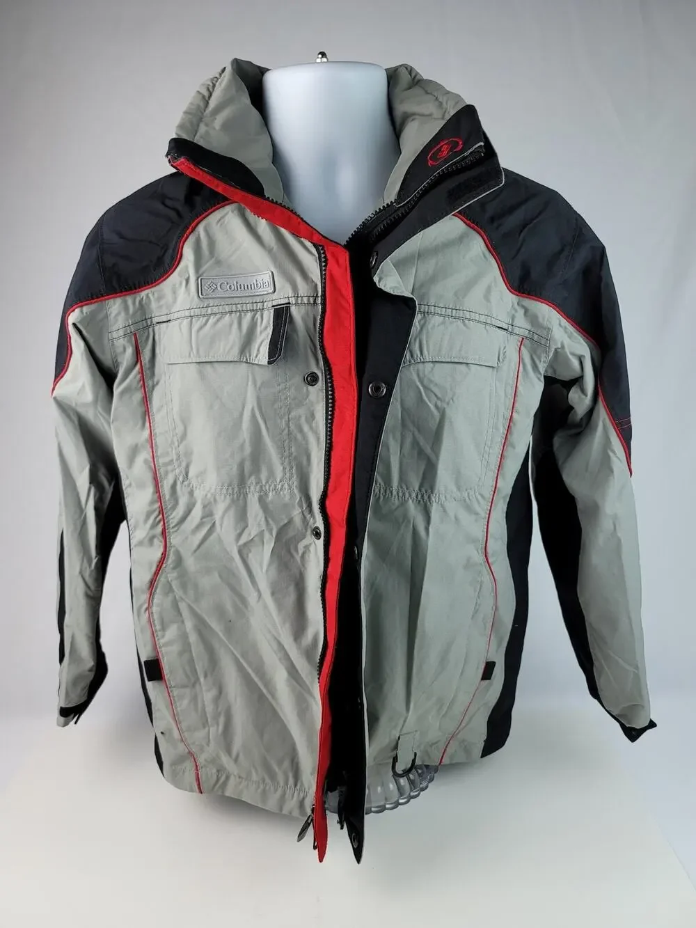 Columbia Sportswear XCO Boys Jacket Gray Black Youth 14/16 Full Zip no liner